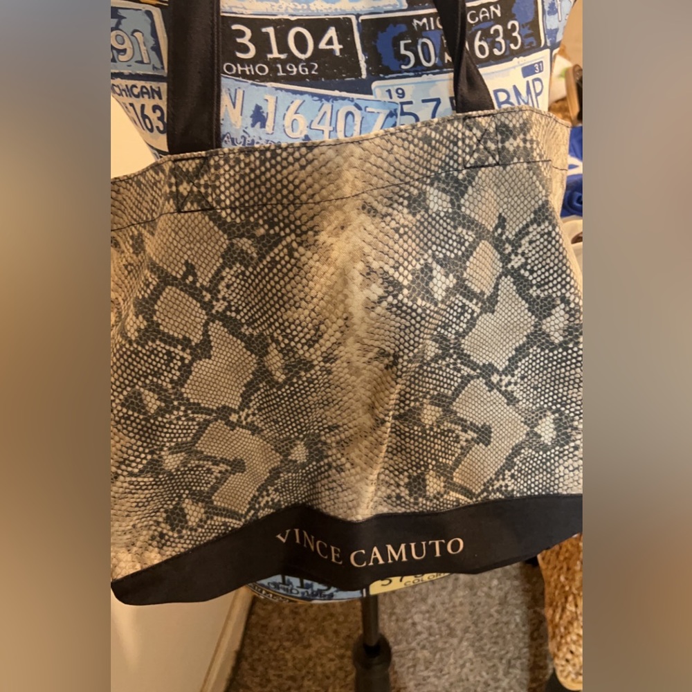 Vince Camuto canvas tote snake print